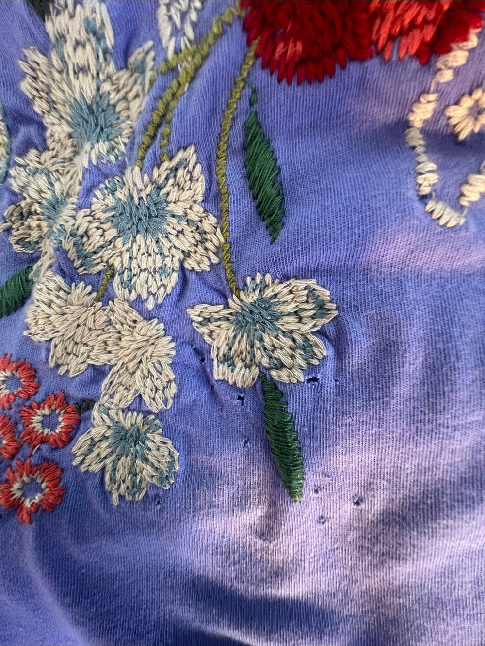Johnny Was Keegan Floral Embroidered Lavender Repurpose ***Small Holes**LP - Picture 7 of 7
